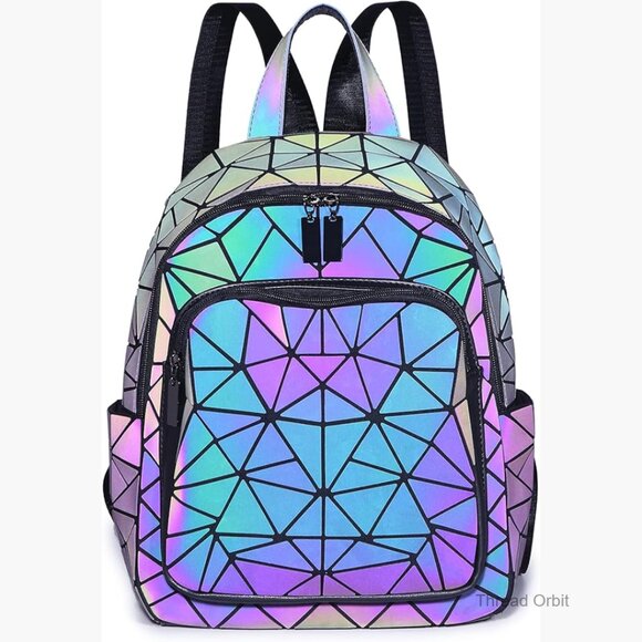 Large Capacity Holographic Reflective Luminous Backpack Daypack for Women main image 7